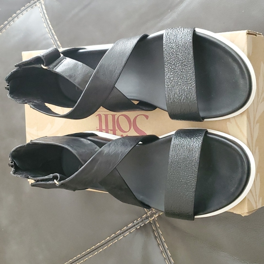 Black Leather Ankle Strap Sandal